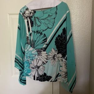 Blue Flower Patterned Blouse